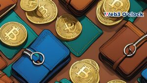 wallets and cryptocurrency scattered to represent blockchain wallet